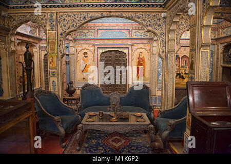 Interior of Patwon Ji Ki Haveli, Jaisalmer, Rajasthan, India Stock Photo
