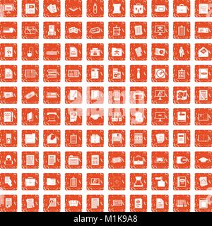 100 document icons set grunge orange Stock Vector