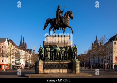 Germany, Cologne, equestrian statue Emperor Friedrich Wilhem III, King of Prussia at the Heumarket.  Deutschland, Koeln, Reiterdenkmal Kaiser Friedric Stock Photo