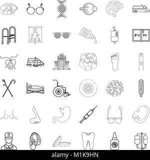 Service health icons set, outline style Stock Vector