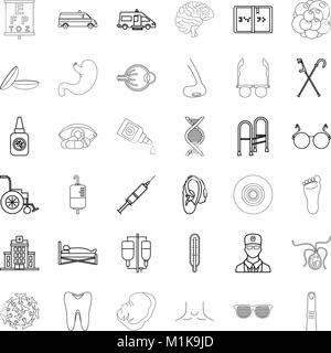 Health problem icons set, outline style Stock Vector