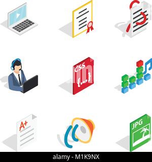 Remote operation icons set, isometric style Stock Vector