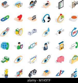 Rendering medical icons set, isometric style Stock Vector