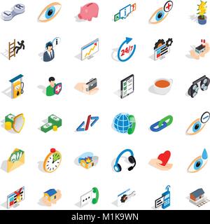 Aesculapius icons set, isometric style Stock Vector