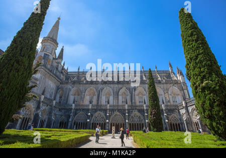 BATALHA, PORTUGAL, JUNE 18, 2016 - Garden inner courtyard of the Monastery of Batalha in Portugal. It is a Dominican convent in the civil parish of Ba Stock Photo