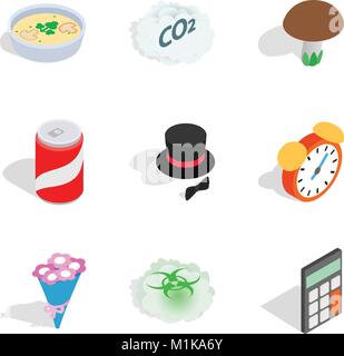 Existence icons set, isometric style Stock Vector