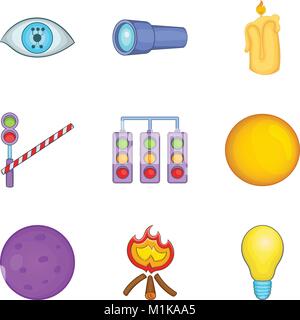 Brighten icons set, cartoon style Stock Vector