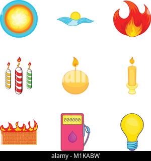 Searchlight icons set, cartoon style Stock Vector