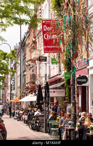 Germany, Cologne, pavement cafes and restaurants at the Aachener street near Rudolf square.  Deutschland, Koeln, Strassencafes und Restaurants an der  Stock Photo