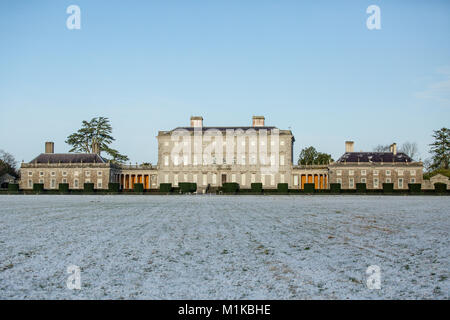 Castletown House and Parklands covered in snow on a cold January morning. Clear sky. Celbridge, County Kildare, Ireland Stock Photo