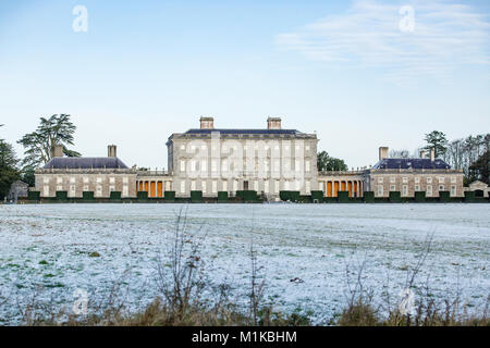 Castletown House and Parklands covered in snow on a cold January morning. Clear sky. Celbridge, County Kildare, Ireland Stock Photo