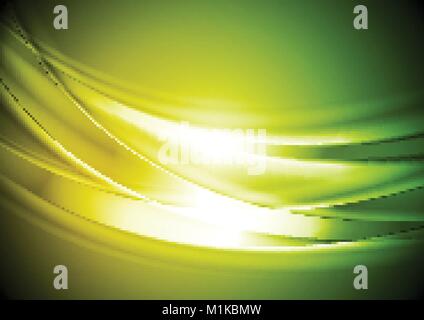 Green and yellow blurred abstract waves background. Vector design Stock Vector