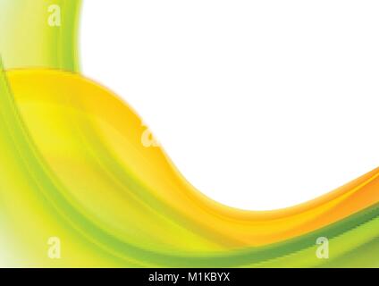 Colorful green orange abstract blurred waves. Vector wavy background Stock Vector