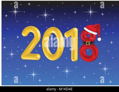 “New Year 2018 Cartoon” The document has different layers and it can be use without the background. Stock Vector