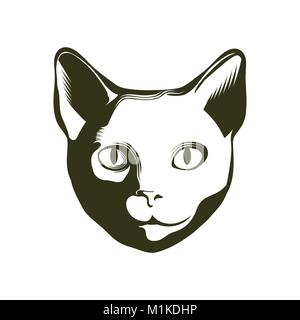 Head of a cat. Vector emblem for tattoo and printing Stock Vector