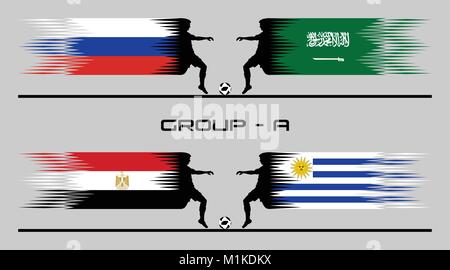 Soccer Matches of Group Stage – A. The text types did converted to outlines and don’t need any font. Stock Vector