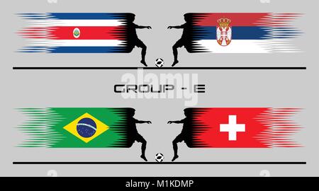 Soccer Matches of Group Stage – E. The text types did converted to outlines and don’t need any font. Stock Vector