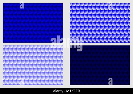 Fish scale pattern, Simple circular background - blue set - vector circle pattern Stock Vector
