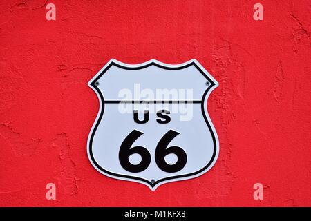 American interstate highway route 66 shield. Stock Photo