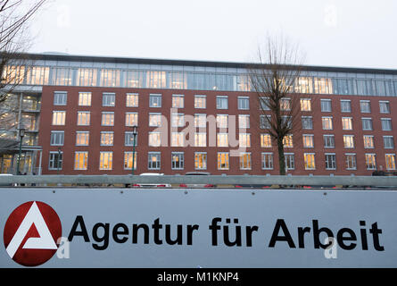 Bremerhaven, Germany. 31st Jan, 2018. ILLUSTRATION - The job centre building in Bremerhaven, Germany, 31 January 2018. The building also hosts one of three locations of the job centre Cuxhaven. More than 1000 migrants supposedly obtained welfare by fraud with an organized system. There are heavy accusations against a member of state parliament in Bremen - a committee will now look into the case. Credit: Mohssen Assanimoghaddam/dpa/Alamy Live News Stock Photo