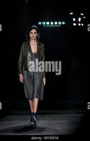 Barcelona, Spain. 31st Jan, 2018. A model walks the runway at the Wom&Now fashion show presenting the new 'City Effect' collection during 080 Barcelona Fashion Week Credit: Matthias Oesterle/Alamy Live News
