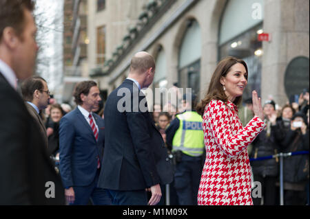 Stockholm, Sweden, 31th January, 2018. The Duke and Duchess of Cambridge's Tour of Sweden 30th-31th January,2018.Visiting the luxury department store on Hamngatan, NK,Stockholm /Alamy Live News Stock Photo