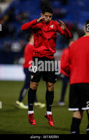 Ever Banega (Sevilla FC) Pre-match warm-up Copa del Rey match between Leganes FC vs Sevilla FC at the Municipal de Butarque stadium in Madrid, Spain, January 31, 2018. Credit: Gtres Información más Comuniación on line, S.L./Alamy Live News Stock Photo