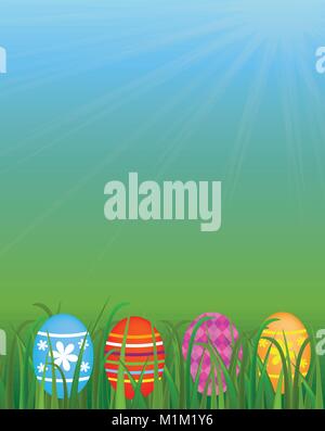 Easter eggs in the grass, vector Stock Vector