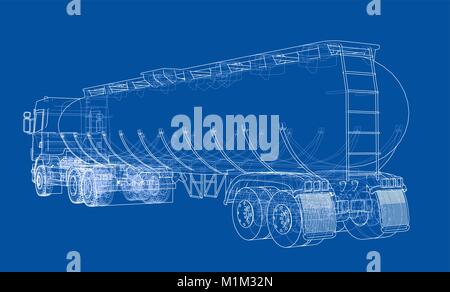 Oil truck sketch illustration Stock Vector