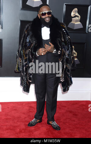 Rick Ross attends the 60th Annual Grammy Awards 2018 at Madison Square Garden on January 28, 2018 in New York City. Stock Photo