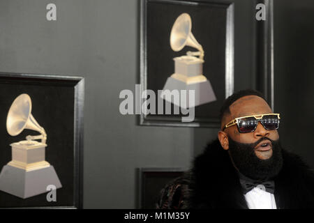 Rick Ross attends the 60th Annual Grammy Awards 2018 at Madison Square Garden on January 28, 2018 in New York City. Stock Photo