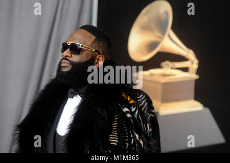 Rick Ross attends the 60th Annual Grammy Awards 2018 at Madison Square Garden on January 28, 2018 in New York City. Stock Photo