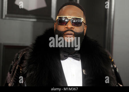 Rick Ross attends the 60th Annual Grammy Awards 2018 at Madison Square Garden on January 28, 2018 in New York City. Stock Photo