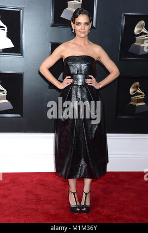 Katie Holmes attends the 60th Annual Grammy Awards 2018 at Madison Square Garden on January 28, 2018 in New York City. Stock Photo