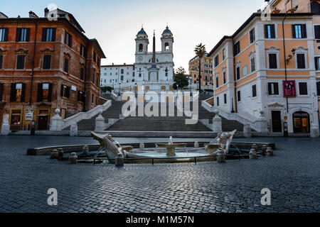 Welcome to Italy early morning: nobody on the Rome's Spanish steps, Spain square Stock Photo