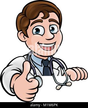 Doctor Cartoon Character Thumbs Up Stock Vector