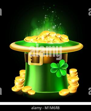 St Patricks Day Leprechaun Shamrock Hat of Gold Stock Vector