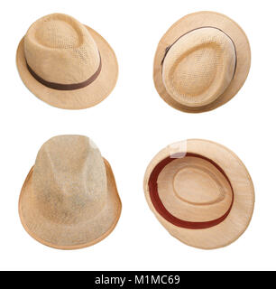 Group brown hat isolated on white background. Stock Photo