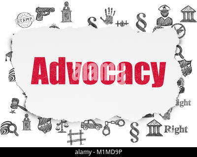 Law concept: Advocacy on Torn Paper background Stock Photo