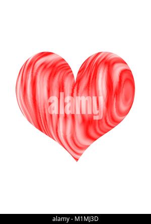 Red and White Swirl Heart On Plain Background Stock Vector
