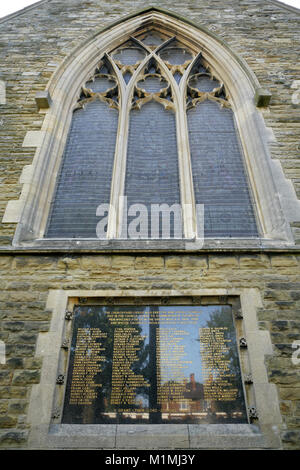 World War 1 memorial plaque on St Peter's Church, St Peter's Avenue, Cleethorpes, UK. Stock Photo