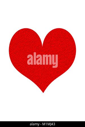 Single Red Textured Heart On White Background Stock Vector