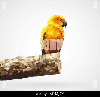 Polygonal Yellow Parrot, Vector, Illustration, Eps File Stock Vector