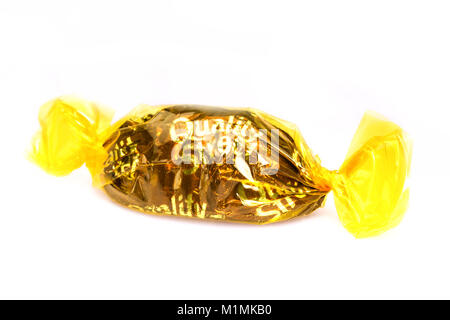 Honeycomb Crunch Quality Street chocolate on a white background Stock Photo