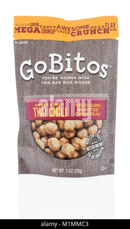 Winneconne, WI - 31 January 2018: A bag of BoBitos roasted chickpeas on an isolated background. Stock Photo