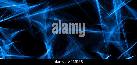 Abstract wavy background. Abstract Light blue wave on black background Stock Photo