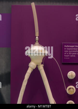 A DeBakey Ventricular Assist Device (1966) on display in the National Museum of Health and Medicine, Silver Spring, MD, USA. Stock Photo