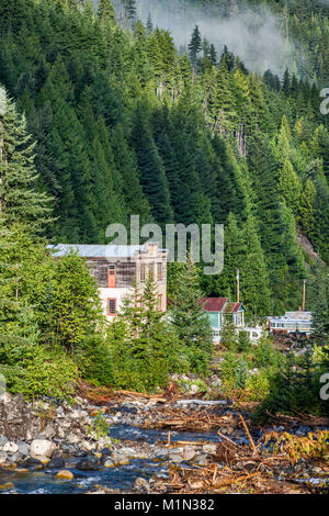 City Hall, 1900, Carpenter Creek in ghost town of Sandon, Silvery Slocan mining region, near Kaslo, West Kootenay Region, British Columbia, Canada Stock Photo