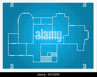 Architectural background - blueprint plan of a layout of building Stock Vector