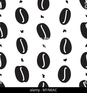 Coffee beans on white background. Seamless pattern. Stock Vector